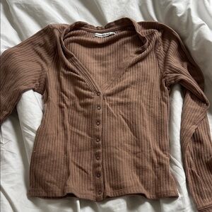 Abercrombie and Fitch Cardigan in Beige / Camel, Size Small